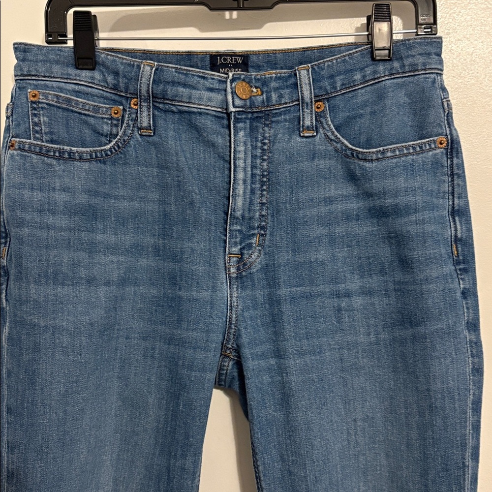 J. Crew Medium Wash Mid Rise Flare Crop Jeans 28 - Picture 2 of 8